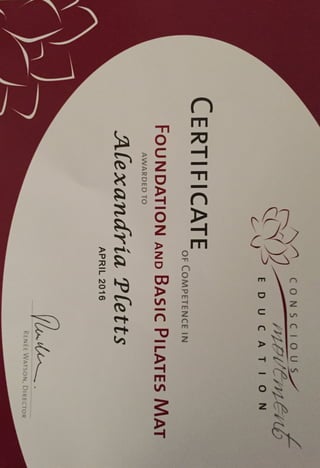 Pilates certificate 