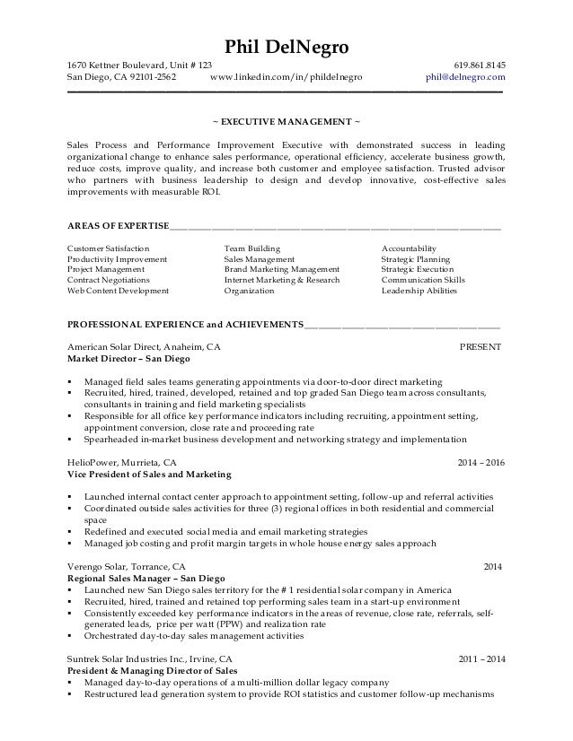 San diego sales resume