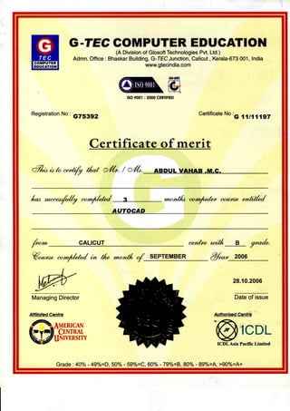 Autocad Certificate