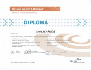 CELEMI Apples & Oranges, Business Finance for Everyone (Diploma), May 2010