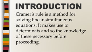 Cramer’s Rule OF Matrix