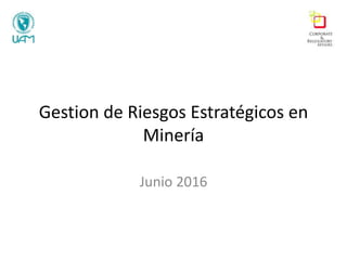 Gestion de Riesgos Estratégicos en
Minería
Junio 2016
 