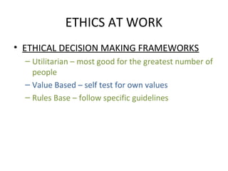 ETHICS AT WORK | PPT