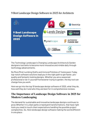 9 Best Landscape Design Software in 2025 for Architects. | PDF