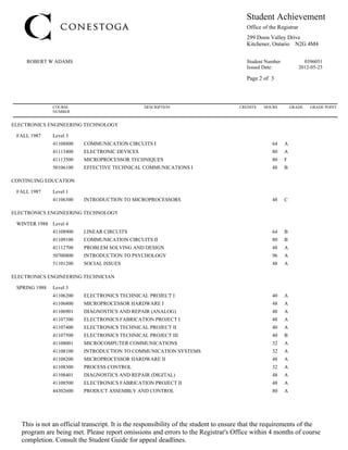 Ontario Transcript Transcript RAdams | PDF