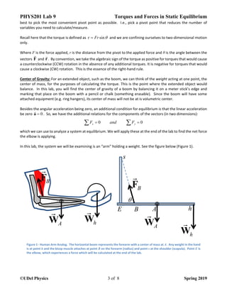 PHYS201 Lab 9 Torques and Forces in Static Equilibrium
©UDel Physics 3 of 8 Spring 2019
best to pick the most convenient p...