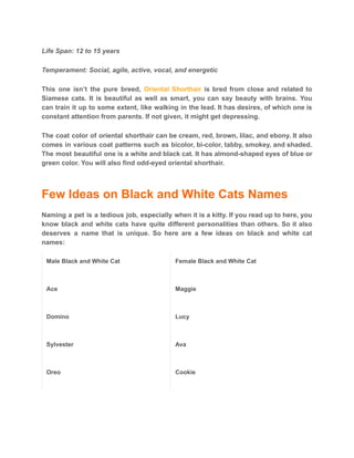9 black and white cat breeds (with unique name ideas) | PDF
