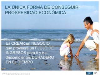www.goforyourbusiness.euwww.goforyourbusiness.eu
LA ÚNICA FORMA DE CONSEGUIR
PROSPERIDAD ECONÓMICA
Es CREAR un NEGOCIO
que proveerá un FLUJO DE
INGRESOS para ti y tus
descendientes DURADERO
EN EL TIEMPO
 