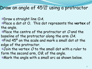 How to Draw Angles Using a Protractor: Step-by-Step Guide | PPTX