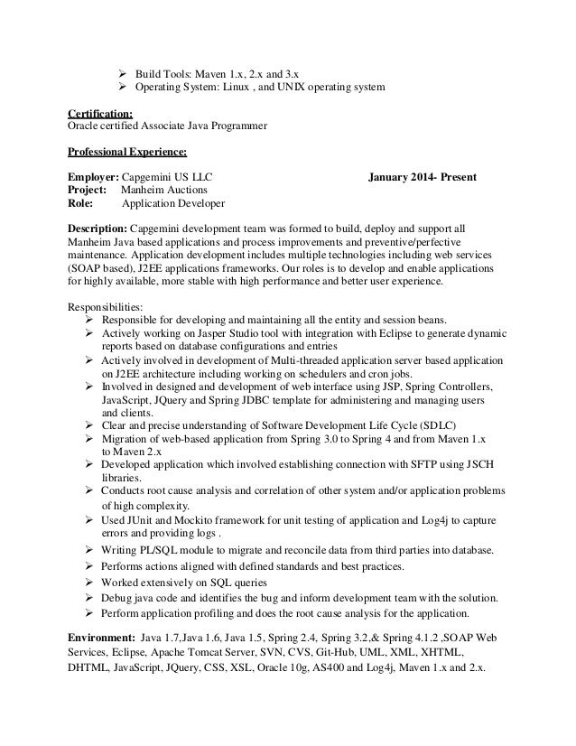 2 edition java micro resume