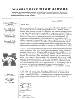 Massabesic principal letter of commendation