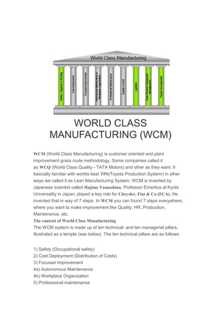 WCM, World Class Manufacturing, Training, WCM Pillars