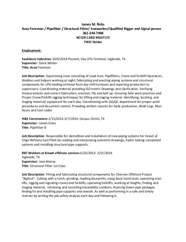 Resume pipefitter resume. free resume templates builder 