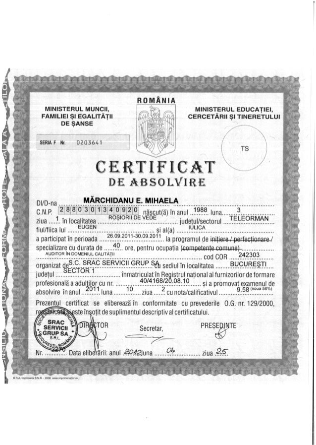 Diploma Calitate Mihaela