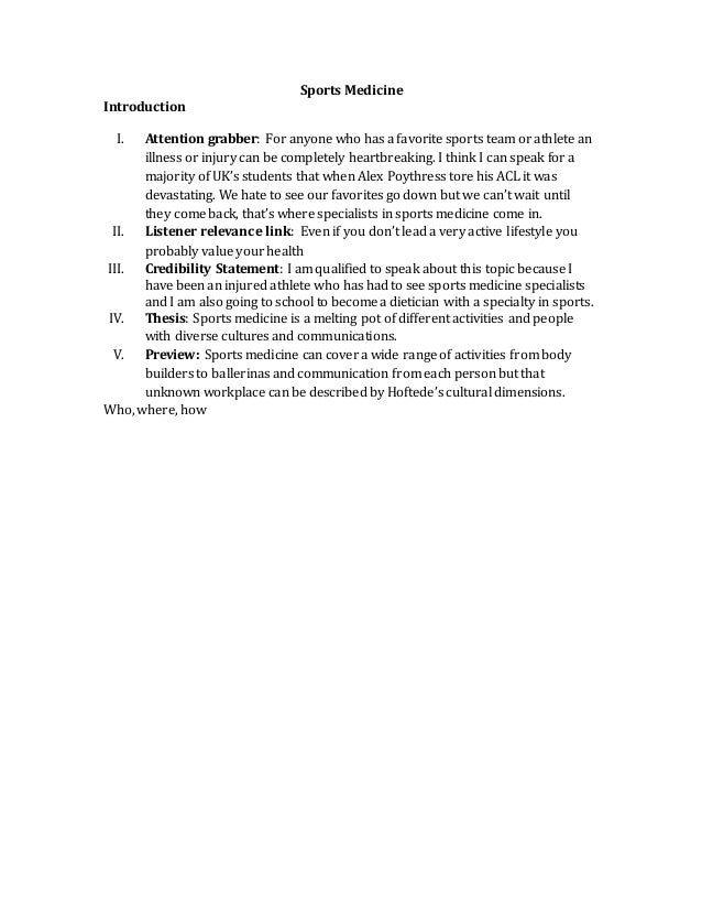 Speech outline favorite sport image