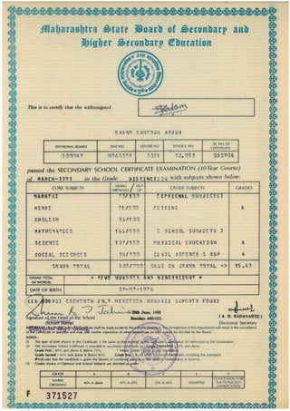 SSC Marksheet | PDF