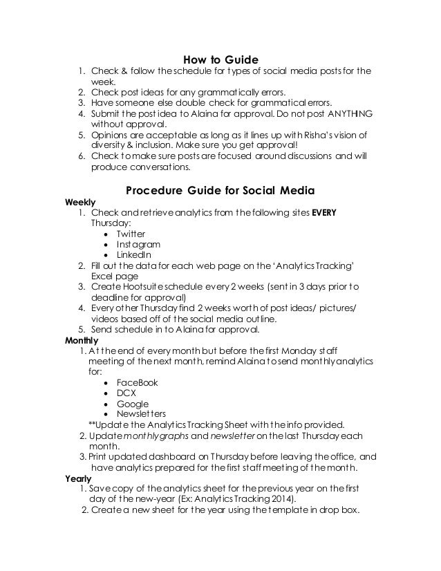 Procedure Guide for Social Media