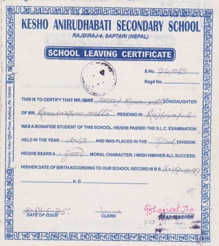 School Leaving Certificate