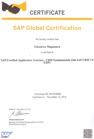 SAP certificate