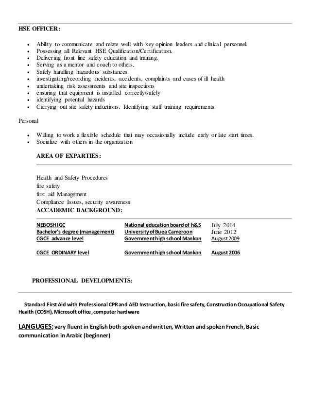 safety officer cv