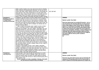 abilities by staff as a baseline across many years but also to allow for embedding
means of analysing and assessing teaching performance into day to day ways of
working. These outline a positive response across the terms in physical ability and
pupils’ enjoyment in sport. These would help lead us in our future goals to build
sustainable change. Coupled with pupils’ levels for P.E. these results were crucial
in my evaluation phase on this project but also across the year to feedback to
teachers to show our proposed improvements were turning into effective outcomes.
A4C A4D A4E
Competency:
Modelling excellence
in leadership of
teaching and learning
As referenced in the above section, the INSETin 09/2014 allowed me to set a clear
example by modelling the vision and values of the school in our ownleadership
approach through team discussion and visually showing our outstanding practice.
This was done in a friendly environment where staff joined in physically in a table
tennis lesson and all staff was actively encouraged to discuss points covered. This
was a big marker in setting down staff to be energised and motivated about new
teaching and learning initiatives.
To allow my project to be successful quicker I needed to provide my Head of
Junior P.E. and Head of Pre-Prep P.E with the clarity they needed to feel
empowered and accountable in their roles. Therefore I disseminated many of the
roles across the three of us, which would mean that I would be able to still have
control of this area but not lose focus of our other year groups across Thorpe
House School. The Head of Pre-Prep PE had also worked with the teaching staff
for many years and would be key to gaining their trust. Within two weeks of starting
the September 2014 term, I organised a meeting with them to discuss our shared
vision and maintaining a culture committed to high quality teaching and in
reinforcing vision, values and agreed monitoring / improvement strategies for the
year. I talked about wanting to constantly adapt and was very much open to their
new experiences and ongoing learning from them as much as possible too. I
organised both tasks and meetings for staff without my input. This would allow
them ownership of tasks but meant staff could still speak to me about the changes
they were making meaning I was able to constantly express my input in relation to
high quality teaching and learning.
So through my newly designed curriculum, INSET, meetings, dissemination
management, assessment systems built around levels but also to follow without,
openness to staff feedback and constant lesson observations, then I would not only
be adapting teaching and learning approaches throughout to suit the needs of
students, but also be constantly expressing what I stand for and what I want to
achieve in relation to high quality teaching and learning.
VERIFIED
Sponsor grade: Very Good
Sean has always been an excellent PE teacher – he is a
very focused on the learning objective of every lesson
and is never happy to have ‘keen amateurs’ delivering
sports or PE sessions to the pupils. His own teaching
style is very clear and exact and through getting others
to observe his lessons he models the art of a good PE
lesson very well indeed. Similarly, in Head of Department
meetings Sean often gives example of good practice
which are adopted by the PE department and suggests
how these might be used by other academic
departments.
AL
Competency:
Learning focus
Across this project I knew it was a new team that were unknown to our school
meaning from the onset it would be a challenging initiative within the school to
improve their teaching practice and learning. My specific teaching and learning
objectives for me and the team were set out in action plan after discussing with my
Senior Leadership Team.
My aim in education is to create an expectation of learning; where pupils
don’t ask what we are doing but what are we learning.
VERIFIED
Sponsor grade: Very Good
From the very start,Sean’s focus was on improving the
standard of PE teaching within the Pre-Prepsection in
order to improve the learning experience for pupils and
 