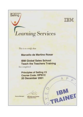 IBM Learning Services Certificate - TTT Principles of Selling