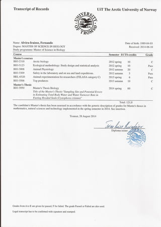 MSc Diploma and Transcript of Records_UiT
