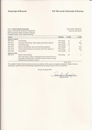 MSc Diploma and Transcript of Records_UiT