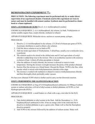 Precaution Step Experiment Example Chemiluminescence | PDF