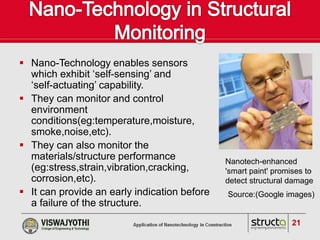 Application of nano-technology in construction | PPTX