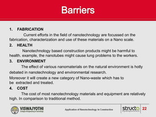 Application of nano-technology in construction | PPTX