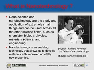 Application of nano-technology in construction | PPTX
