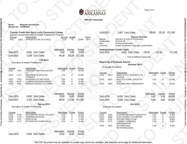 Transcript | PDF | Undergraduate Education | College Education