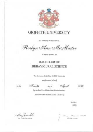 Resume - Griffith Uni Certification