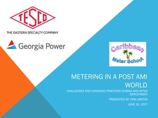 METERING IN A POST AMI
WORLD
CHALLENGES AND CHANGING PRACTICES DURING AND AFTER
DEPLOYMENT
PRESENTED BY TOM LAWTON
JUNE 20, 2017
 
