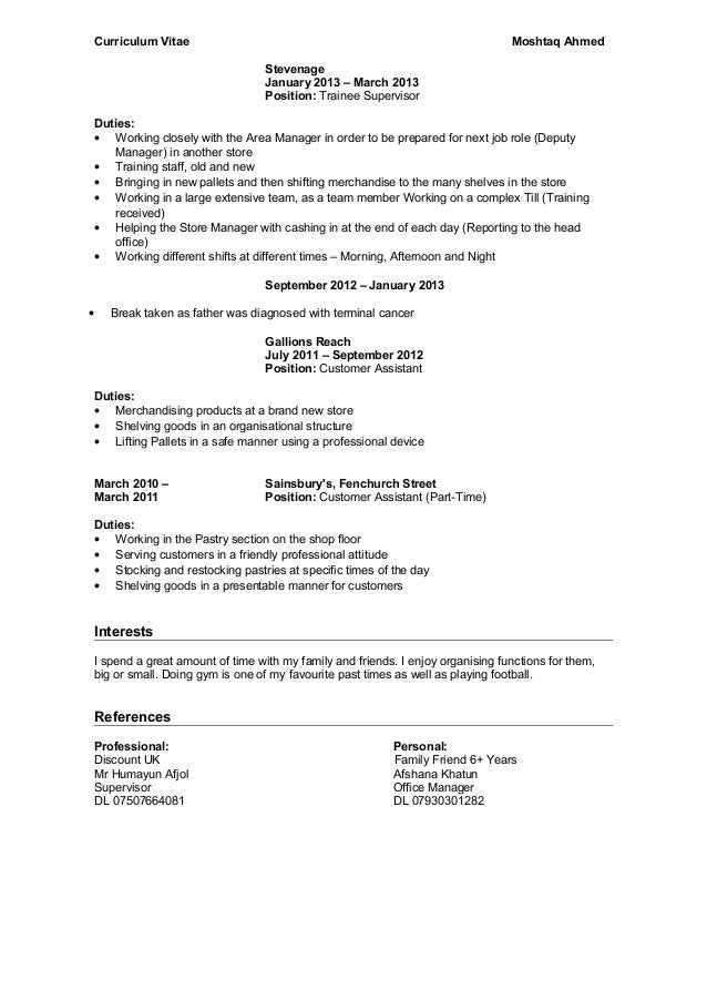 door supervisor cv