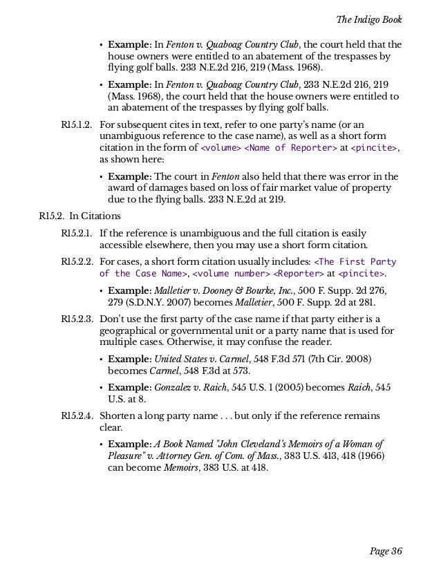indigobook short form citation