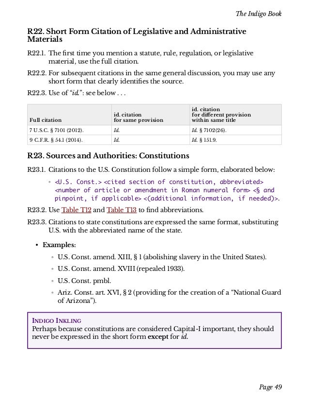 indigobook short form citation