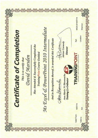 MS Excel & Powerpoint 2010 Intermediate Certificate