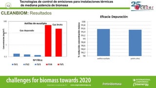 Tecnologías de control de emisiones para instalaciones térmicas
de mediana potencia de biomasa12
CLEANBIOM: Resultados
 