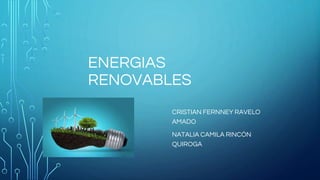 ENERGIAS
RENOVABLES
CRISTIAN FERNNEY RAVELO
AMADO
NATALIA CAMILA RINCÓN
QUIROGA
 