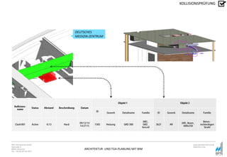 ARCHITEKTUR- UND TGA-PLANUNG MIT BIM
BPS International GmbH
Riestraße 8
80992 München
Tel. +49 89 307 66 7815
www.bpsinternational.de
www.bim-it.de
KOLLISIONSPRÜFUNG
DEUTSCHES
MEDIZIN-ZENTRUM
 