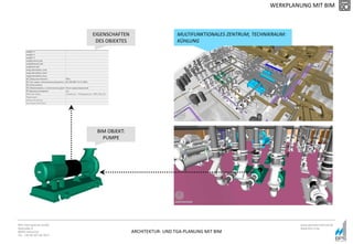 ARCHITEKTUR- UND TGA-PLANUNG MIT BIM
BPS International GmbH
Riestraße 8
80992 München
Tel. +49 89 307 66 7815
www.bpsinternational.de
www.bim-it.de
FEDERATED MODEL
WERKPLANUNG MIT BIM
BIM OBJEKT:
PUMPE
EIGENSCHAFTEN
DES OBJEKTES
MULTIFUNKTIONALES ZENTRUM, TECHNIKRAUM:
KÜHLUNG
 