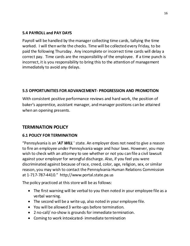 employee write up policy