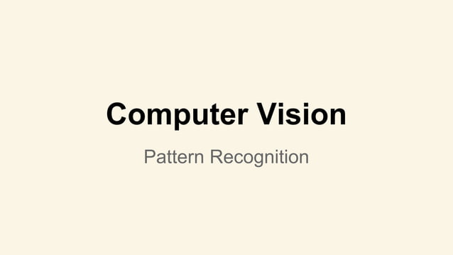 Computer Vision: Pattern Recognition | PDF