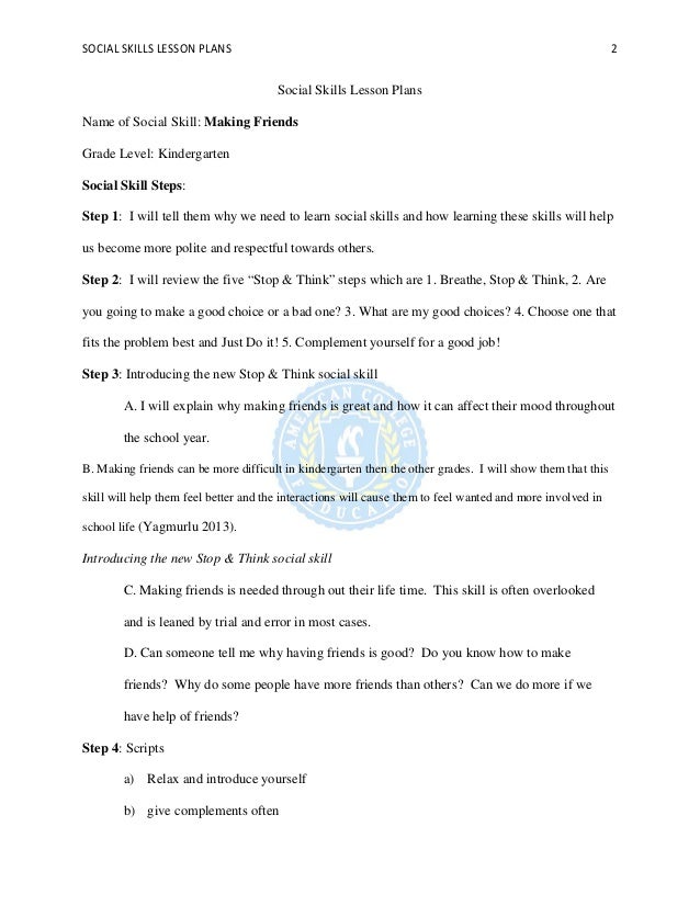 Social Skills Lesson Plans