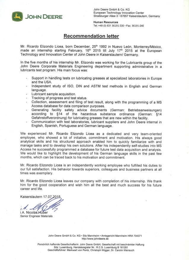 recommendation letter john deere john nash recommendation letter