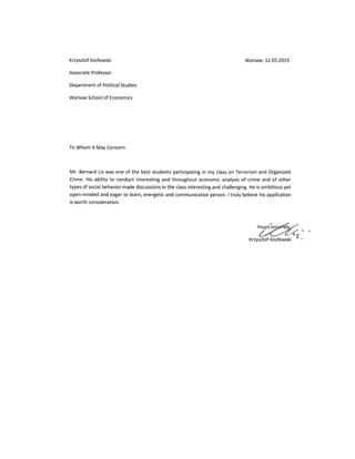 Reference letter prof Kozlowski
