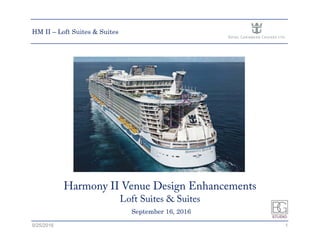 HM II – Loft Suites & Suites
Harmony II Venue Design Enhancements
Loft Suites & Suites
September 16, 2016
9/25/2016 1
 