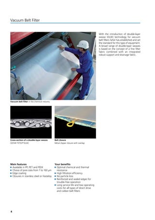 SEFAR - Filtration: Cover for filter press, overhang cloth